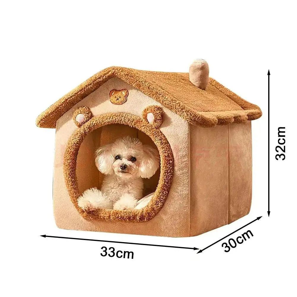 Domek-jaskinia dla kota i małego psa – z uszkami, zdejmowana poduszka, 33 cm
